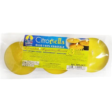 CANDELE TEA LIGHT MAXY CITRONELLA IN CONFEZIONE DA 3 PEZZI