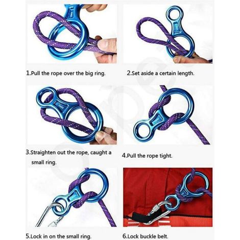 Descendeur en rappel aluminium 35 kN – Compatible cordes 8-13 mm – Surface anodisée pour réduire frottements – Pour escalade
