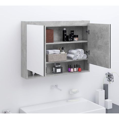 Spiegelschrank fürs Bad 80x15x60 cm MDF Betongrau