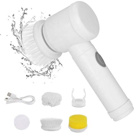 Brosse de nettoyage électrique étanche, 3 têtes pour cuisine, salle de bain, éviers, baignoires et vitres (1/5)