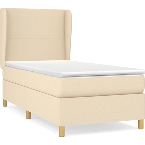 Maison Exclusive - Cama box spring con colchón tela color crema 8