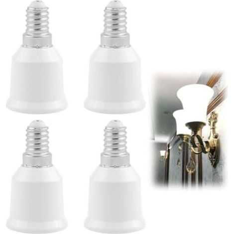CSPARKV 4Pcs E14 vers E27 Adaptateur de Douille Ampoule, Convertisseur Douille E14 vers E27 220V, Adaptateur de Lampe pour Ampoules LED, Ampoules à Incandescence, Lampes CFL, Lampes Halogènes (1/5)