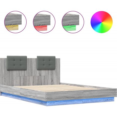 Maison Exclusive - Estructura de cama cabecero luces LED gris Son
