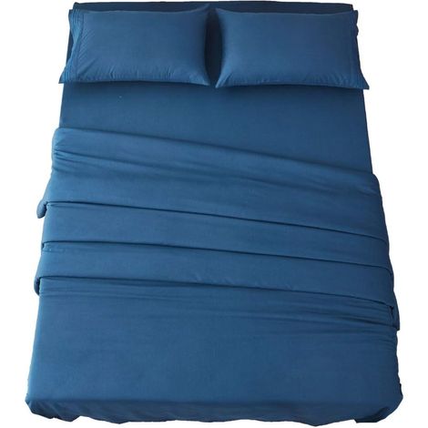Ensemble de draps en microfibre super doux 1800 fils au pouce carré draps de lit égyptiens de luxe avec poches profondes ensemble de 4 pièces taille Queen (1/2)