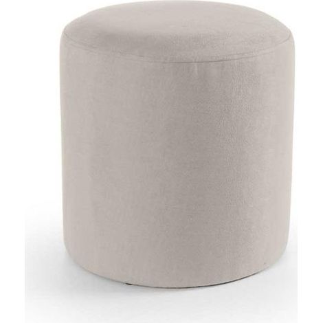 Pouf in velluto color crema cm Ø40x40h (1/2)