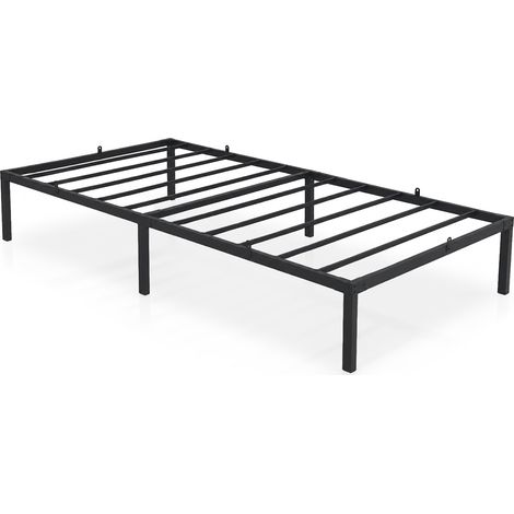 Lit en métal 100x200 cm Lit d'appoint pliant avec Cadre en Métal et Sommier à Lattes Noir 6 Pieds 10 Latters (1/5)