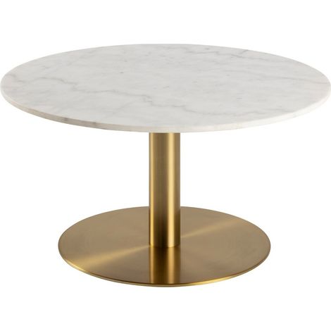 Mesa de centro Norsica 425, Dorado + Mármol blanco, 45x0x0cm, Diámetro: 80, Mármol, Redonda