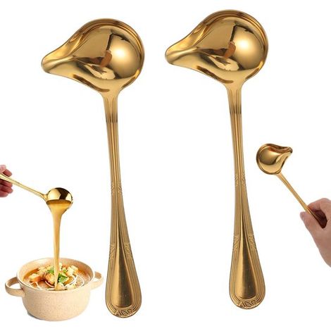 Set da 2 pezzi: mestolo grande da zuppa, cucchiaio da portata, cucchiaio da versamento, cucchiaio da versamento lungo, cucchiaio da dessert, mestolo per salsa, mestolo da zuppa in acciaio inox, mestol (1/5)