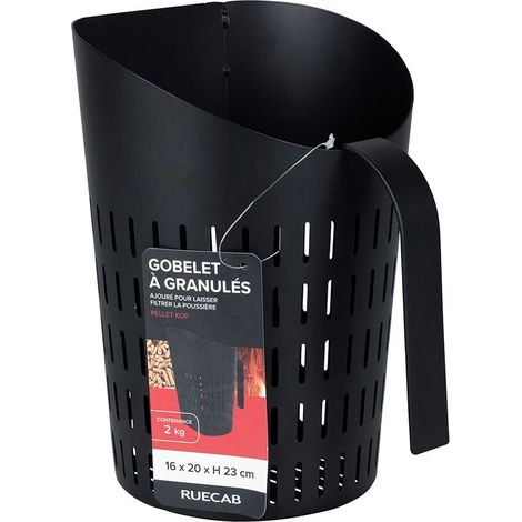 Pelle à Granulés Ajourée 2 kg – Acier Noir, Ø16 × H23 cm (1/5)