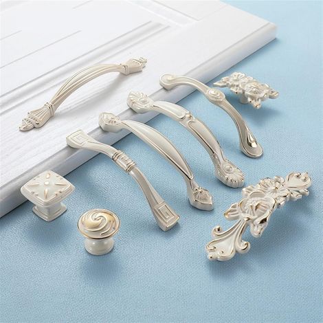 Poignées et boutons de porte blancs pour armoire, cuisine (1/5)