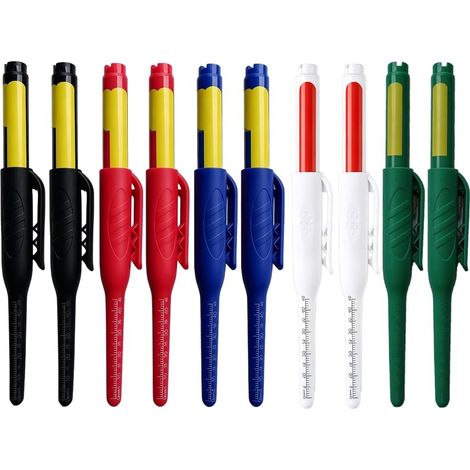 10 Pcs ur Trou Profond Crayon Chantier Pointe Longue Noir Bleu encre (1/5)