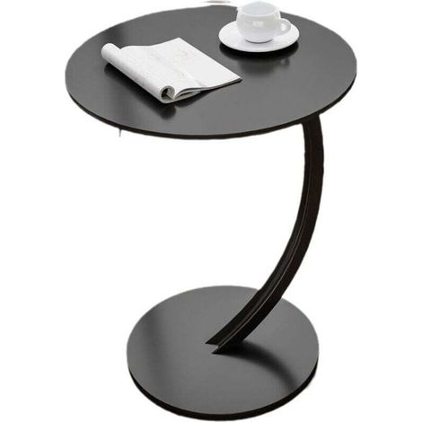 Removable Round Table For Sofa Headboard Tea Counter Living Room Black (1/4)