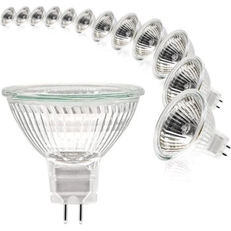 Ampoules Halogènes, Ampoule Spot MR16, Ampoule 12V 20W, Ampoule gu5.3 Ampoule MR16 Dimmable, 2 Broches Ampoules Halogène Blanc Chaud 2700K, Pack de 12 (MR16-20W-12P) (1/5)