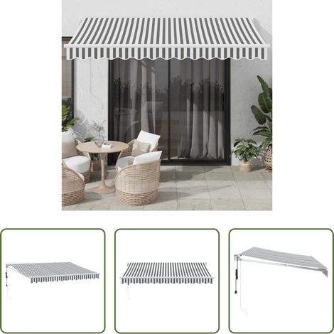 Auvent de jardin - Auvent rétractable anthracite et blanc 3,5x2,5m tissu/aluminium (1/5)