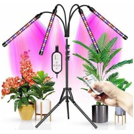 Lampe de croissance LED d'intérieur de type trépied, 80 perles LED à spectre complet, avec double minuterie. (1/4)