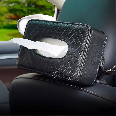 Porte-mouchoirs pour voiture, porte-masque pour voiture, porte-mouchoirs en cuir PU pour siège arrière, distributeur de lingettes pour pare-soleil de voiture, porte-mouchoirs pour voiture (noir), port (1/5)