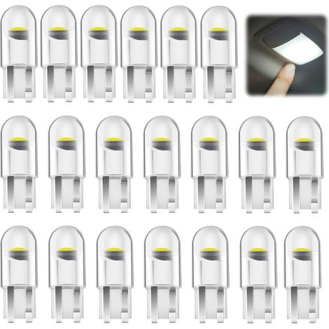 20pcs W5W T10 LED Car Bulbs 12V 6500K Error Proof Auto Interior Canbus 120LM COB for Interior Lighting Night Light Replacement Position Lamp Plate Dome (White) (1/5)