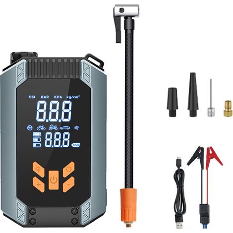Draagbare Bandopblazer for Auto, 150 PSI Draadloze Luchtpomp for Fiets, Met LCD-scherm, LED-verlichting e Intelligent Clip for Auto, Moto