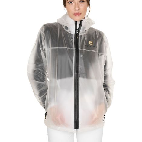 XL, Bianco: Impermeabile unisex trasparente in tessuto antivento e idrorepellente chiusura zip (1/5)