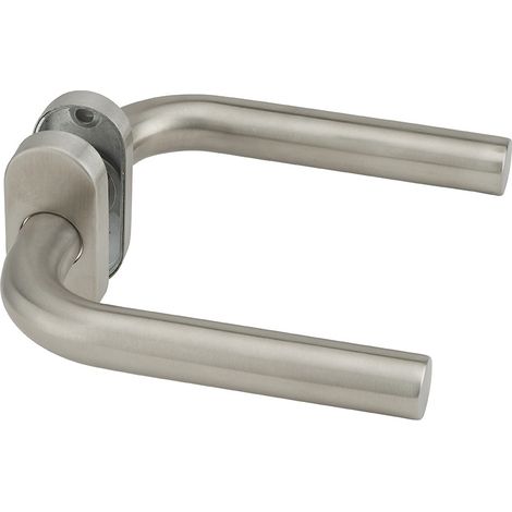 Coppia di maniglie per porta, quadro 7mm, rosetta ovale, acciaio inox 304 satinato - THIRARD
