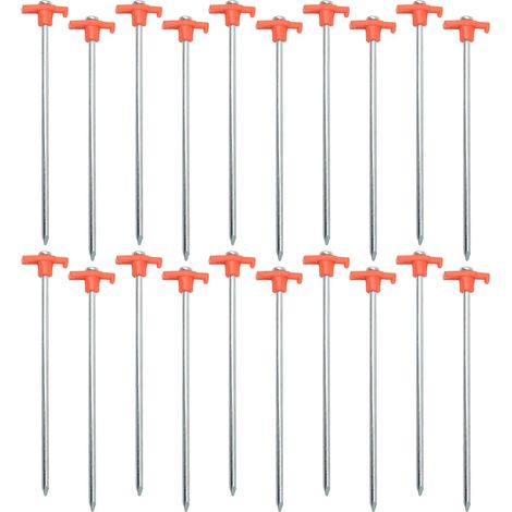 Piquets de Camping - Tiges de Fixation pour Camping Sol - 20 Pièces en Métal pour Jardin Terrasse Pelouse Montagne Randonnée Trekking (1/5)