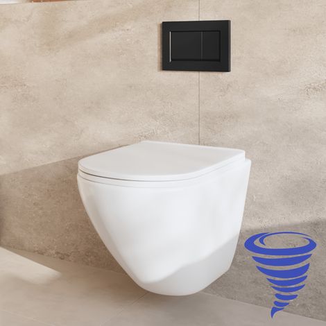 LOMAZOO Pack WC suspendu avec réservoir encastré rond blanc -