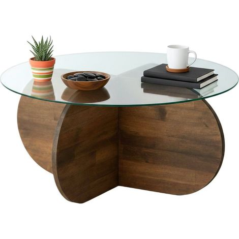 Dmora - Tavolino da salotto Metis, Tavolo basso da caffè, Portariviste per divano, Ripiano da soggiorno, 75x75h35 cm, Noce, con imballo rinforzato, con imballo rinforzato