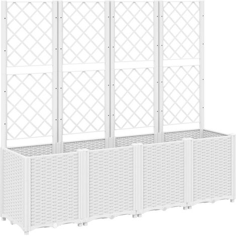 Maison Exclusive - Pflanzkübel mit Rankgitter Weiß 160x40x140 cm (1/5)