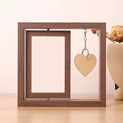 Cadre photo rotatif avec attache en forme de cœur, double face, 15 cm (1/5)