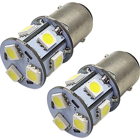 Lot de 2 ampoules LED 1156 super lumineuses 6 000 K Blanc 6-30 V 5050 9SMD LED de secours pour feux clignotants arrière
