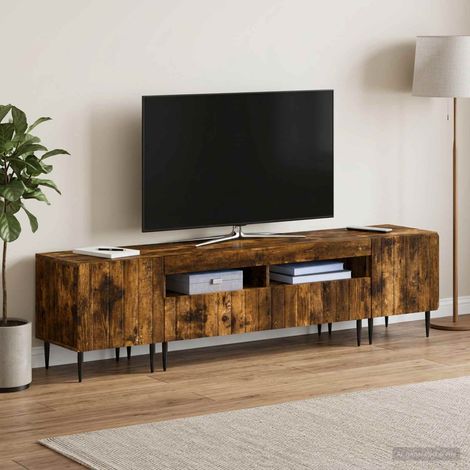 vidaXL Conjunto de 3 Muebles para TV con LED ZWOLLE Roble Ahumado (1/5)