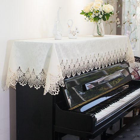 Couverture complète de piano, couverture de piano électronique élégante de style campagnard de broderie de dentelle de luxe à la mode, 80  210 cm (1/2)