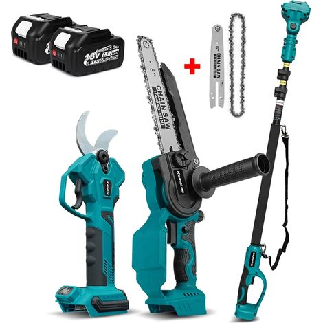 Sécateur Électrique Sans Fil Kamolee Sans Balais 50 mm – Scie 6+8 Pouces pour Branches Hautes avec Perche Télescopique 2,5 m pour Élagage de Jardin (1/5)
