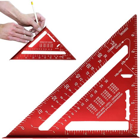Equerre Menuisier Regle équerres de charpentier triangulaire épaissi à Degres précision mesure outillage pour charpen 180 mm 45 90 Aluminium (1/5)