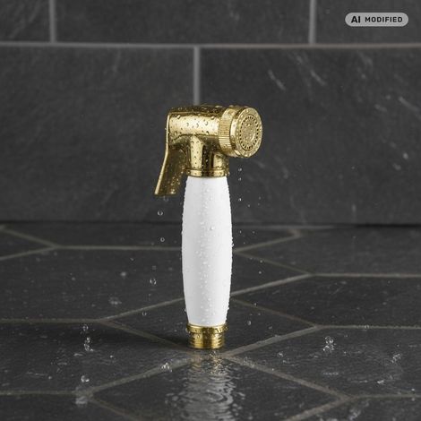 PaulGurkes Douche Bidet Main Gold avec Poignée en Céramique Style Rétro (1/4)
