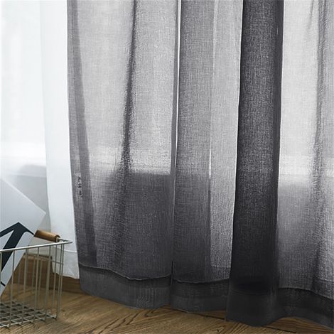 Transparente Gardinen, Wohnzimmer-Fenstervorhänge mit Stangentasche, Schlafzimmer-Halbtransparente Voile-Gardinen, Schwarz (39''B x 98''L, 2 Paneele) (1/5)