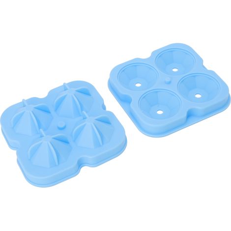 Moule à glaçons en silicone bleu, 4 trous, en forme de diamant, pour gâteaux et autres préparations maison (chocolat, bonbons). (1/5)
