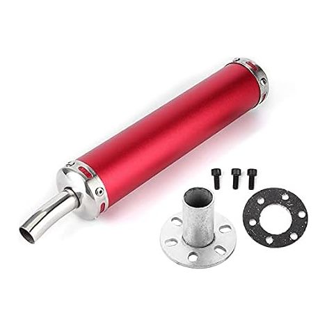 pour silencieux temps Silencieux d'échappement en acier inoxydable, silencieux d'échappement 20mm/0.8in pièces modifiées pour temps(rouge) (1/5)