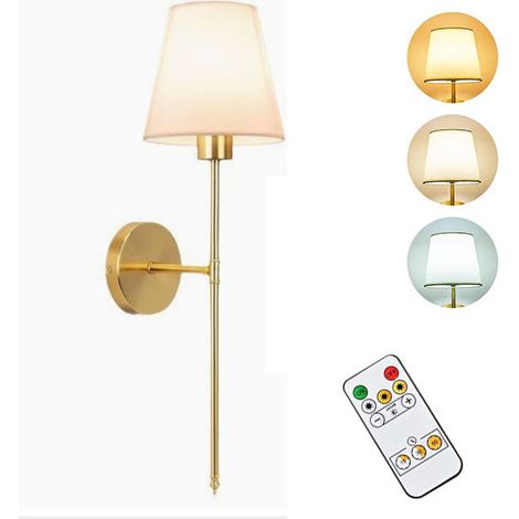 Applique murale sans fil couleur cuivre, lampe décorative d'intérieur, 1 pièce, avec télécommande et ampoule à intensité variable (1/5)