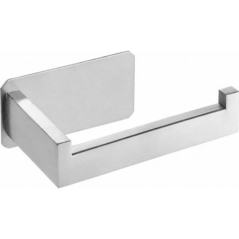 Porte-rouleau de papier toilette carré mural en acier inoxydable, pour salle de bain, sans clous (1/5)