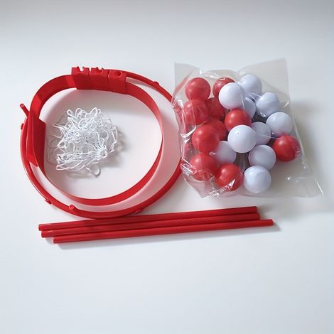 Jeu de fête de basket sur bandeau adapté aux parents et adolescents, jeu de carnaval, bandeau ajustable avec filet de basket et 20 balles, accessoires pour ambiance animée (1/4)