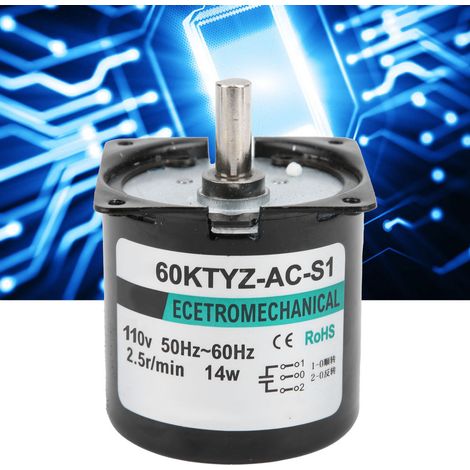 XD60KTYZ 14-W-Wechselstrom-Synchronmotor, langsam laufender Permanentmagnetmotor, hohes Drehmoment, bidirektionaler Mikromotor mit niedriger Drehzahl, Exzenterwelle, 2,5 U/min, 110 V Wechselstrom (1/5)