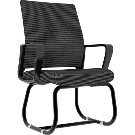 Silla de oficina moderna minimalista negra con estructura metálica y respaldo de malla (1/5)