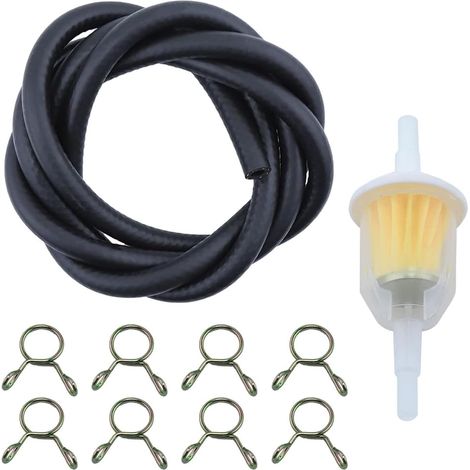 Kit de tuyau de carburant 5/16 pouce ligne de carburant 8 mm de diamètre tuyau de 2 mètres avec 8 colliers de serrage et 1 filtre à carburant pour voitures, tondeuses à gazon, vélos (1/5)