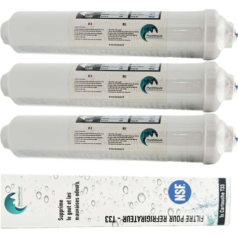 Desineo – Filtre à eau pour réfrigérateur américain – Élimine 97% du chlore – Installation rapide avec 2 connecteurs 1/4'' – Compatible avec plusieurs modèles (1/4)