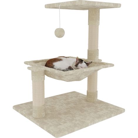 Albero Per Gatto con Graffiatoio Cuccia Giocattolo Gatti Parco Giochi Tiragraffi in Sisal Naturale 70 x 50 x 36 Cm (1/5)
