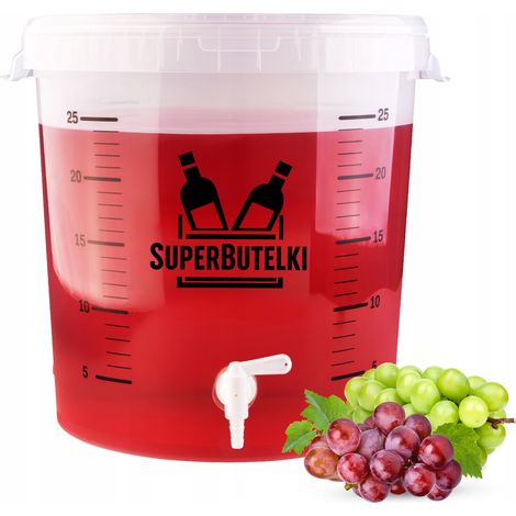 Set – 1 x 30-Liter-Gärbehälter mit transparentem Deckel + 1 x kleiner Zapfhahn mit Dichtung für den Gärbehälter (1/5)