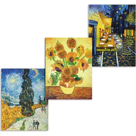 Peinture à l'huile sur toile peinte à la main - 3 œuvres d'art classiques - 3 tableaux - Décoration murale - Prêt à accrocher - 3 pièces (1/5)