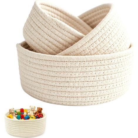 3 Pièces Paniers de Rangement en Corde de Coton, Circulaire Paniers (1/5)