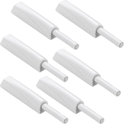 Lot de 6 ferme-portes blancs à pression Push to Open - Amortisseurs de porte à fermeture douce - Pour portes d'armoire, tiroirs, ouvre-pression - Loqueteaux magnétiques à pression (1/5)